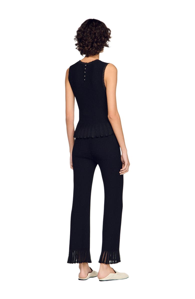 SANDRO Ruffled ottoman knit sweater, Alternate, color, Black