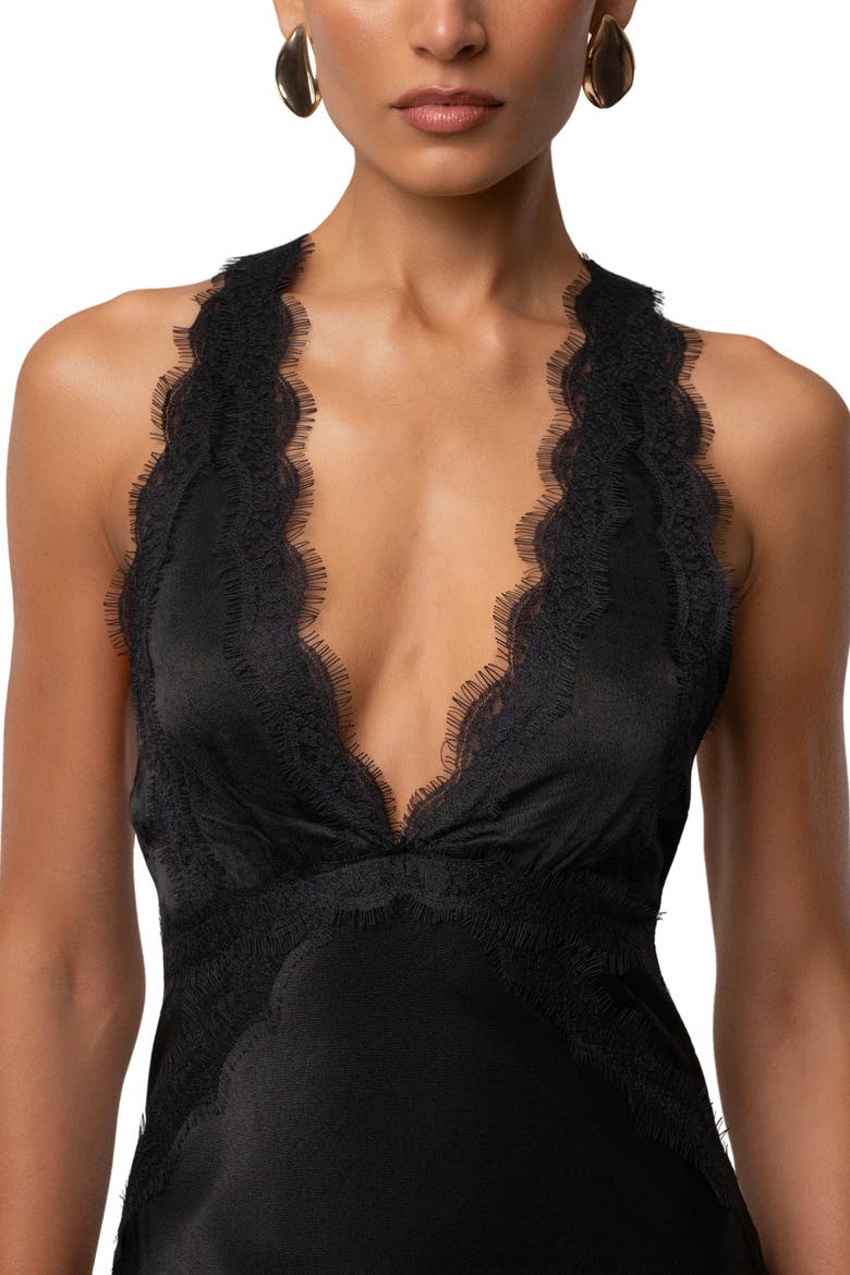 Satin Evenings Maxi Dress, Alternate, color, Black