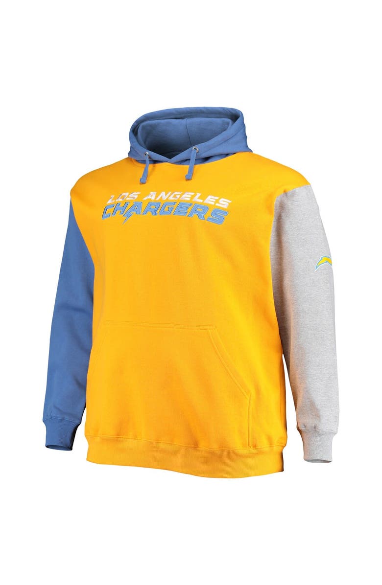 PROFILE Men's Powder Blue/Gold Los Angeles Chargers Big & Tall Pullover Hoodie, Alternate, color, 