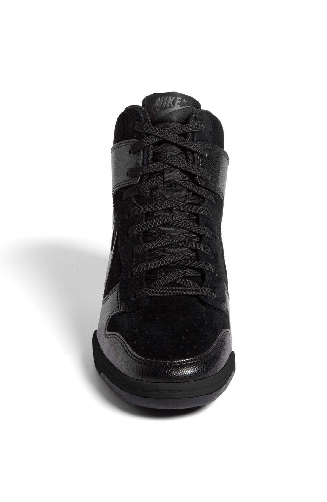 'Dunk Sky Hi' Wedge Sneaker, Alternate, color, BLACK/ BLACK