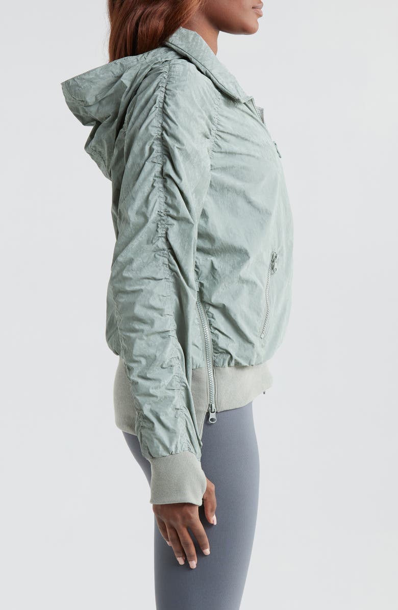 Blanc Noir Regina Water Repellent Ruched Bomber Jacket, Alternate, color,