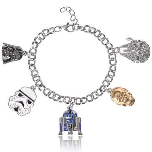 Star Wars Charm Bracelet With 5 Unique Charms, 7" + .75" In Metallic