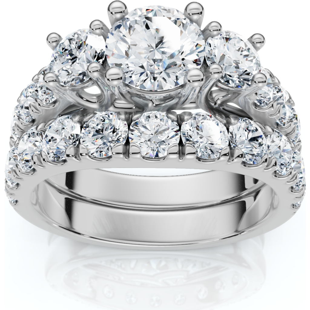 Bliss Diamond 2ct Tw 3-stone Diamond Engagement Wedding Ring Set 14k Gold Or Pt Lab Grown In Silver