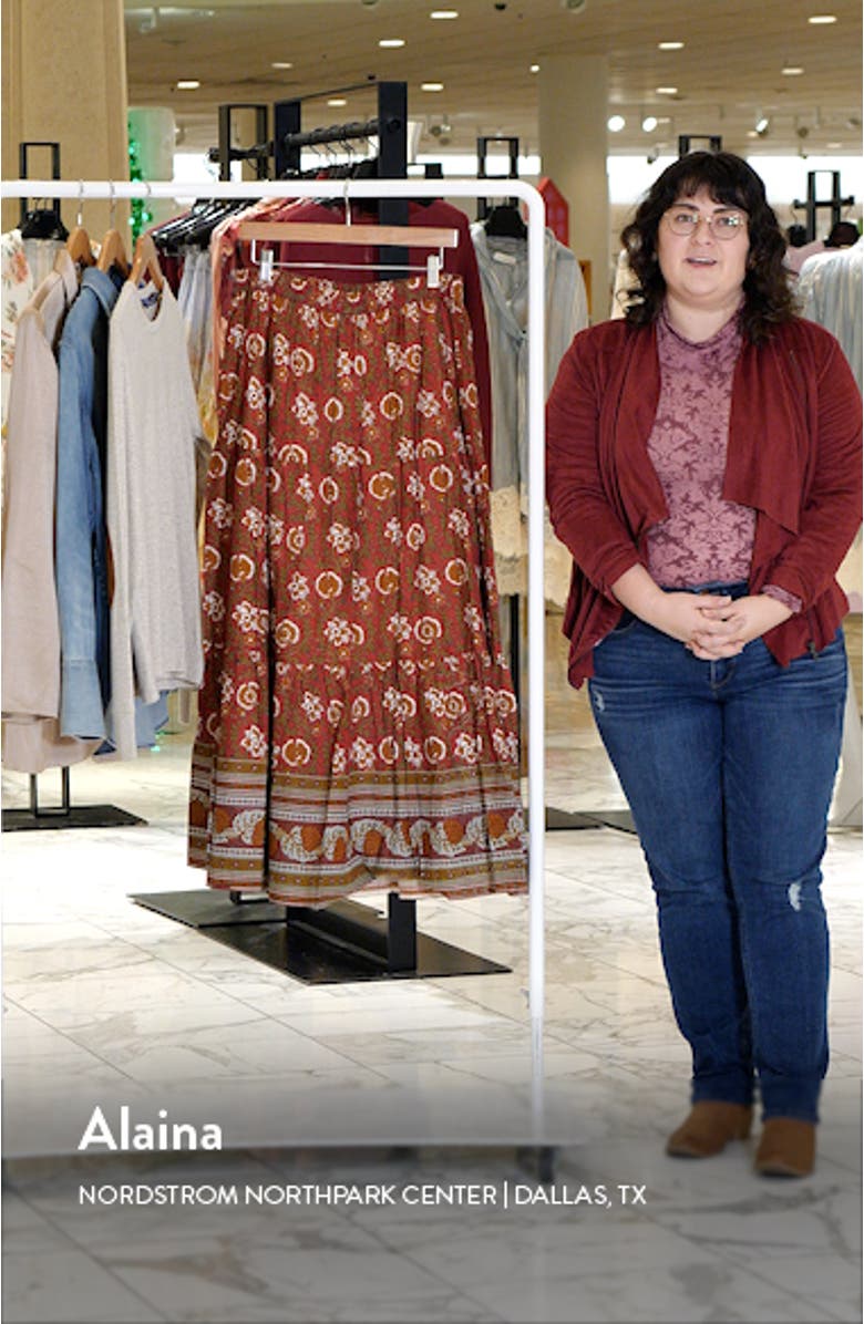 Paola Floral Print Tie Waist Maxi Skirt, sales video thumbnail