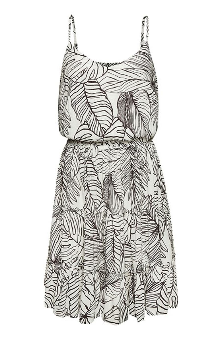 LASCANA Women's Print Tiered Dress, Alternate, color, Ivory & Black