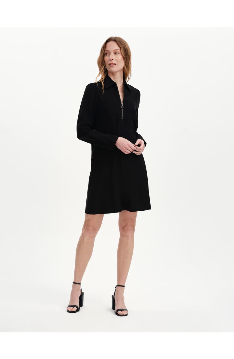 Finery London Enriko Zip Front Short Dress, Main, color, Black