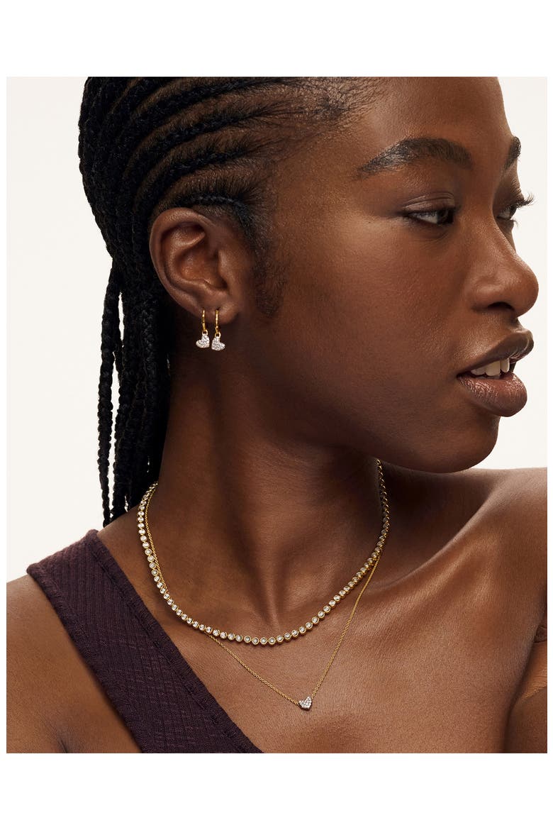 Lab-Created Diamond Heart Huggie Hoop Earrings, Alternate, color, 18K GOLD VERMEIL
