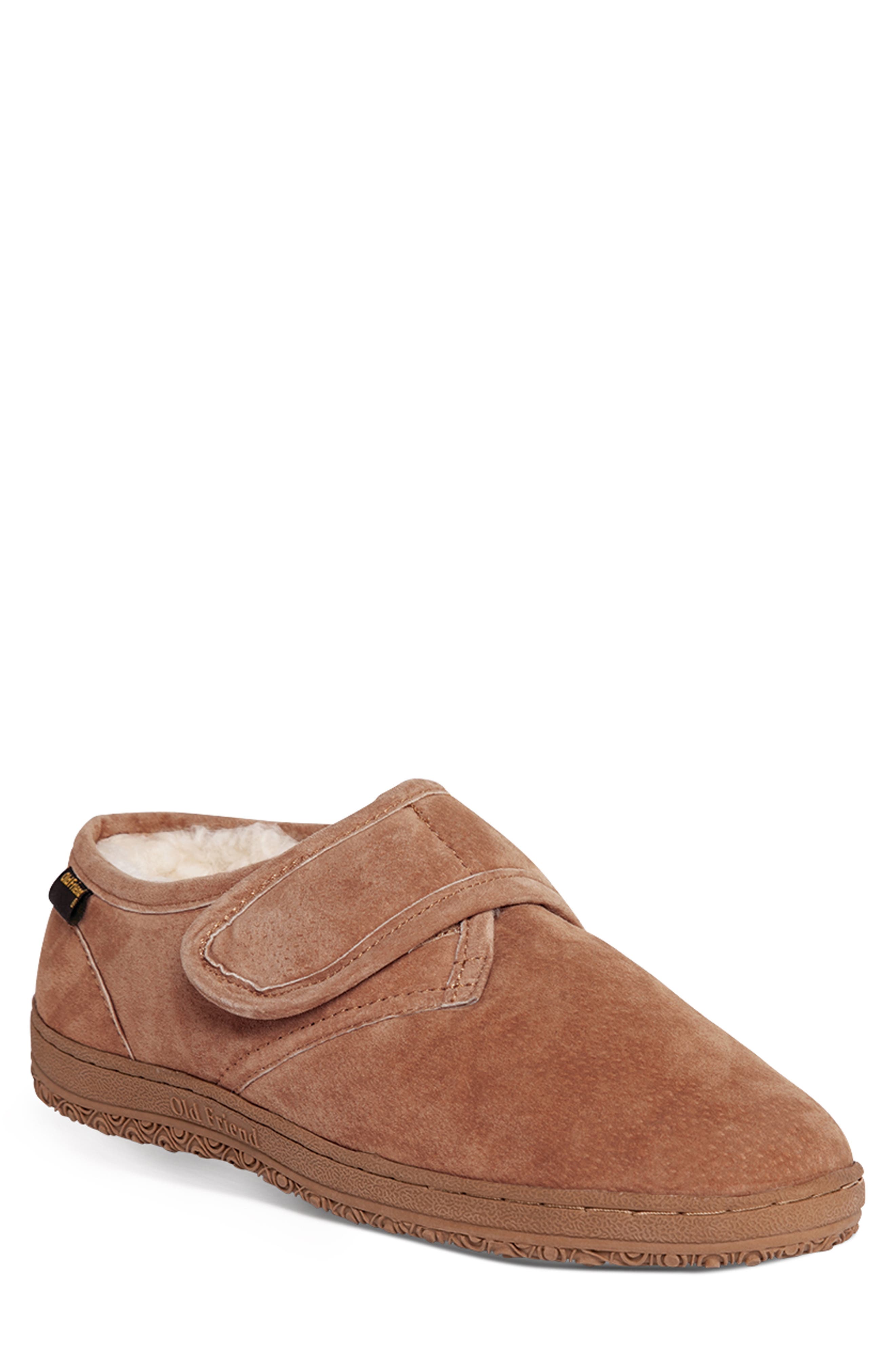 Genuine Shearling Bootie Slipper, Main, color, CHESTNUT LEATHER