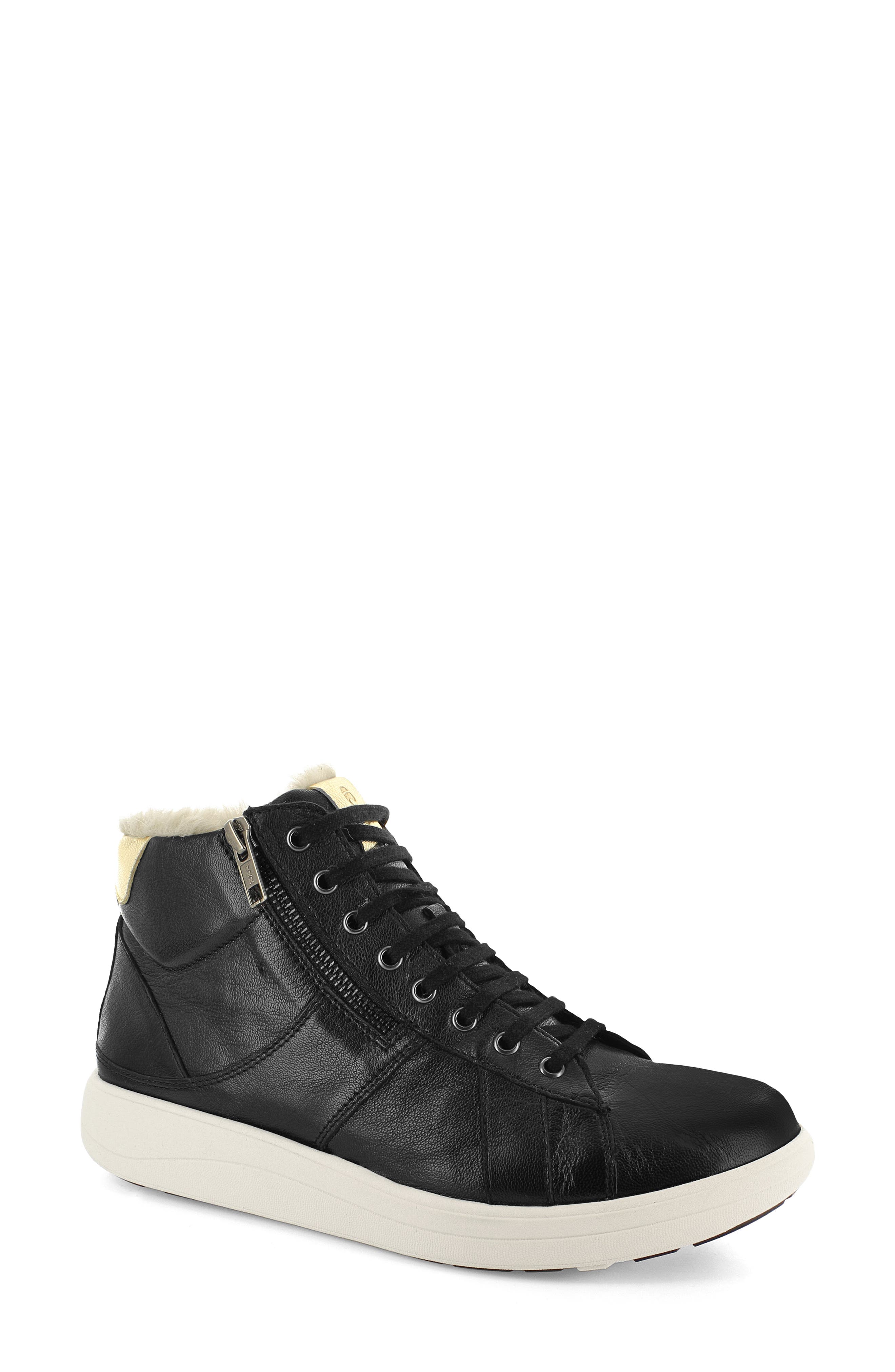STRIVE Chatsworth II Leather Hi-Top Sneaker with Faux Fur Trim, Main, color, 