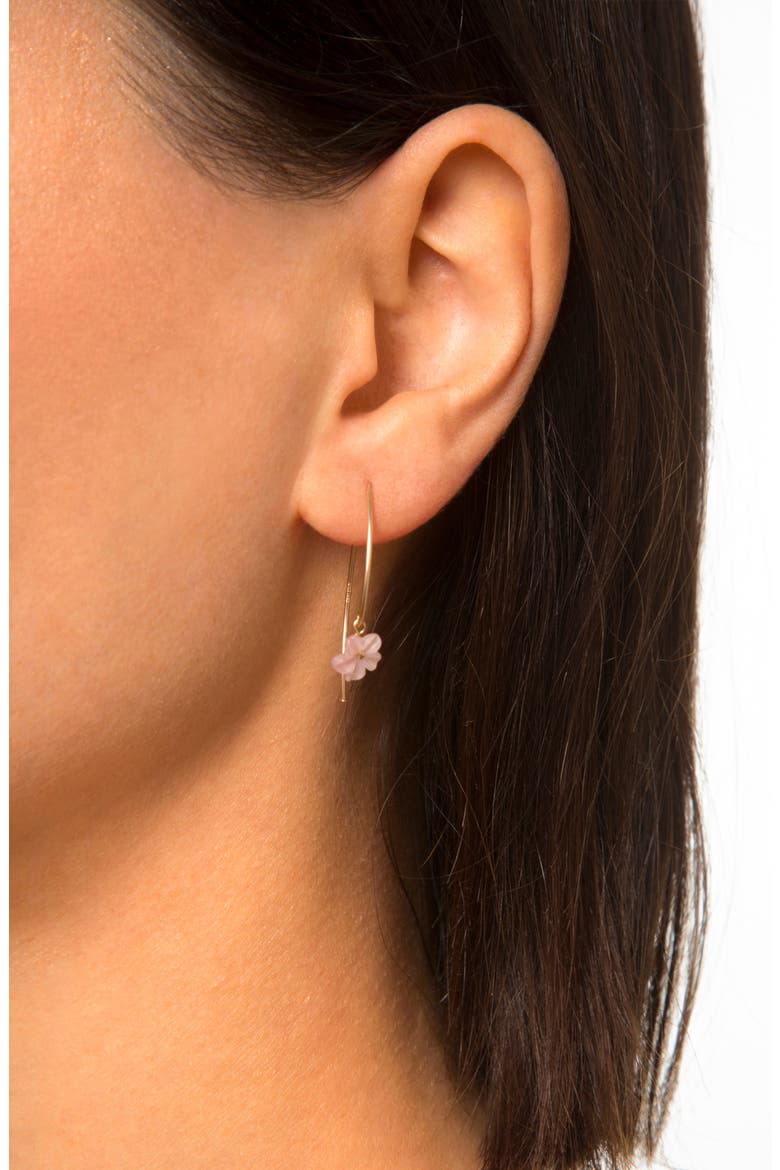 Sterling Silver & Mother-of-Pearl Flower Drop Earrings, Alternate, color, YELLOW GOLD