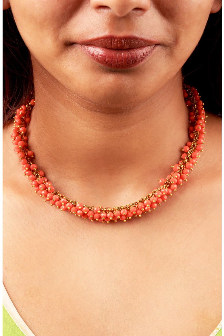 Jemsa Collar Necklace, Alternate, color, CORAL