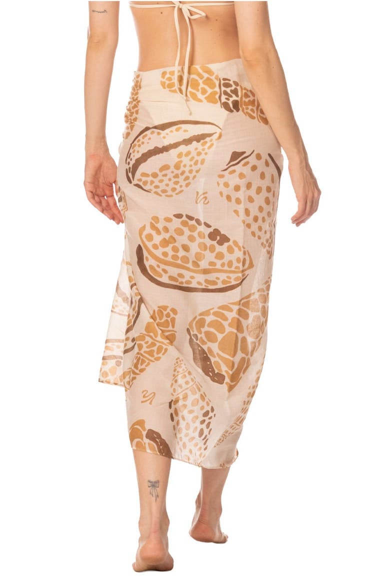 Shell Tides Loretta Shell Print Cotton Pareo Sarong, Alternate, color, BEIGE SHELL PRINT