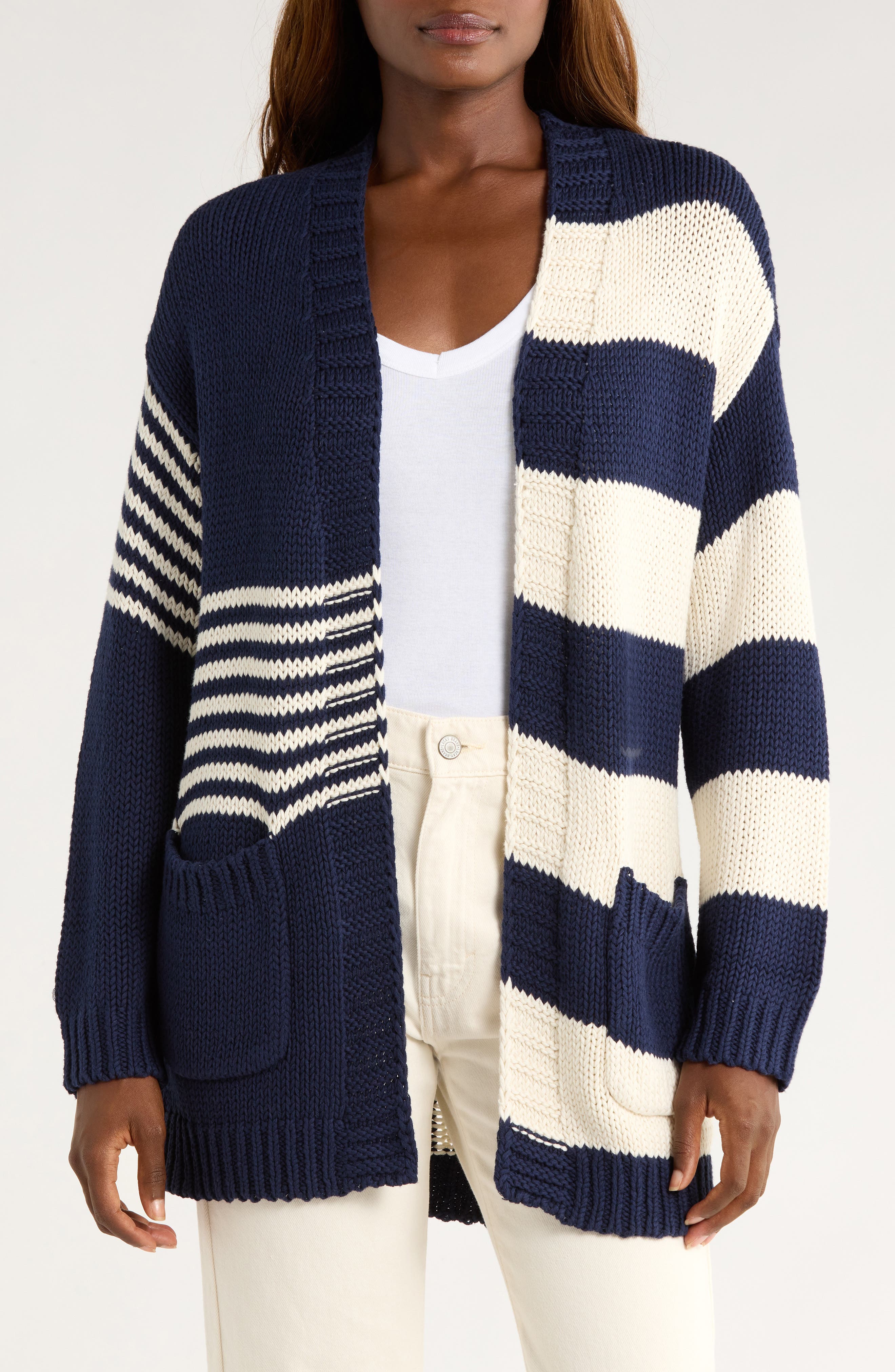 Tommy Bahama Boardwalk Stripe Cotton Open Front Cardigan