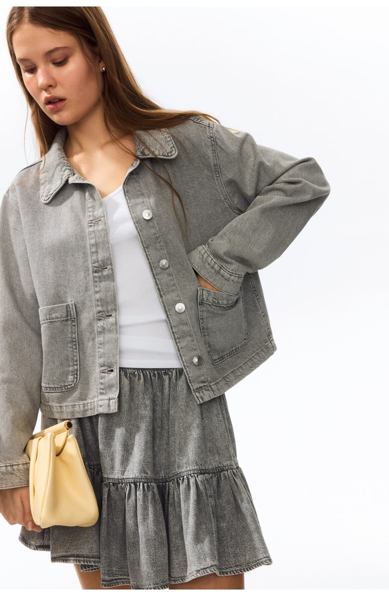 H&M Denim jacket, Alternate, color, Light Denim Gray