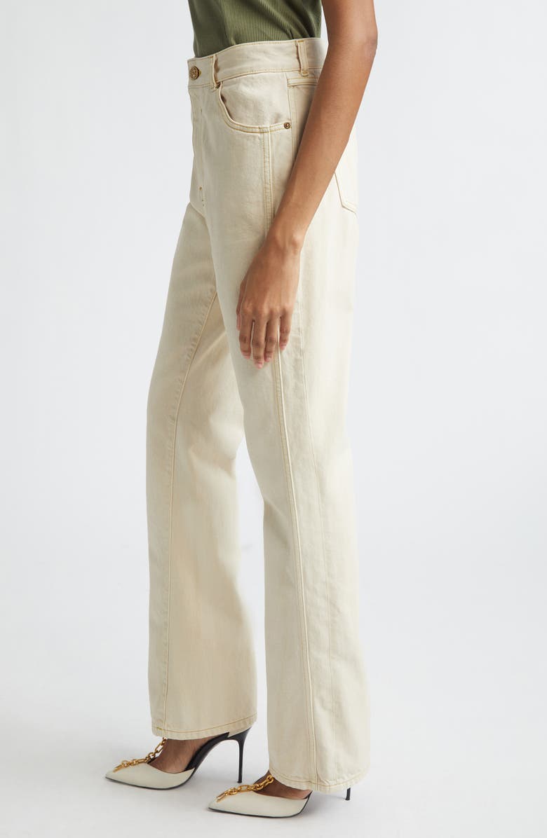 Balmain High Waist Tailored Jeans, Alternate, color, Beige