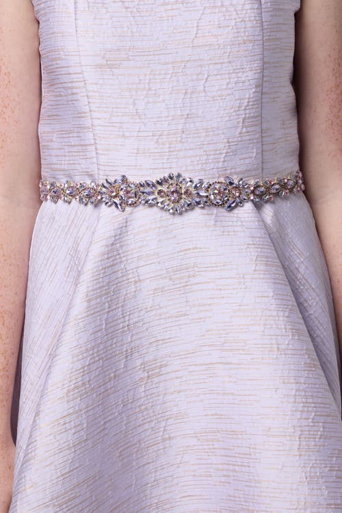Un Deux Trois Ribbon Rhinestone Belt In Metallic