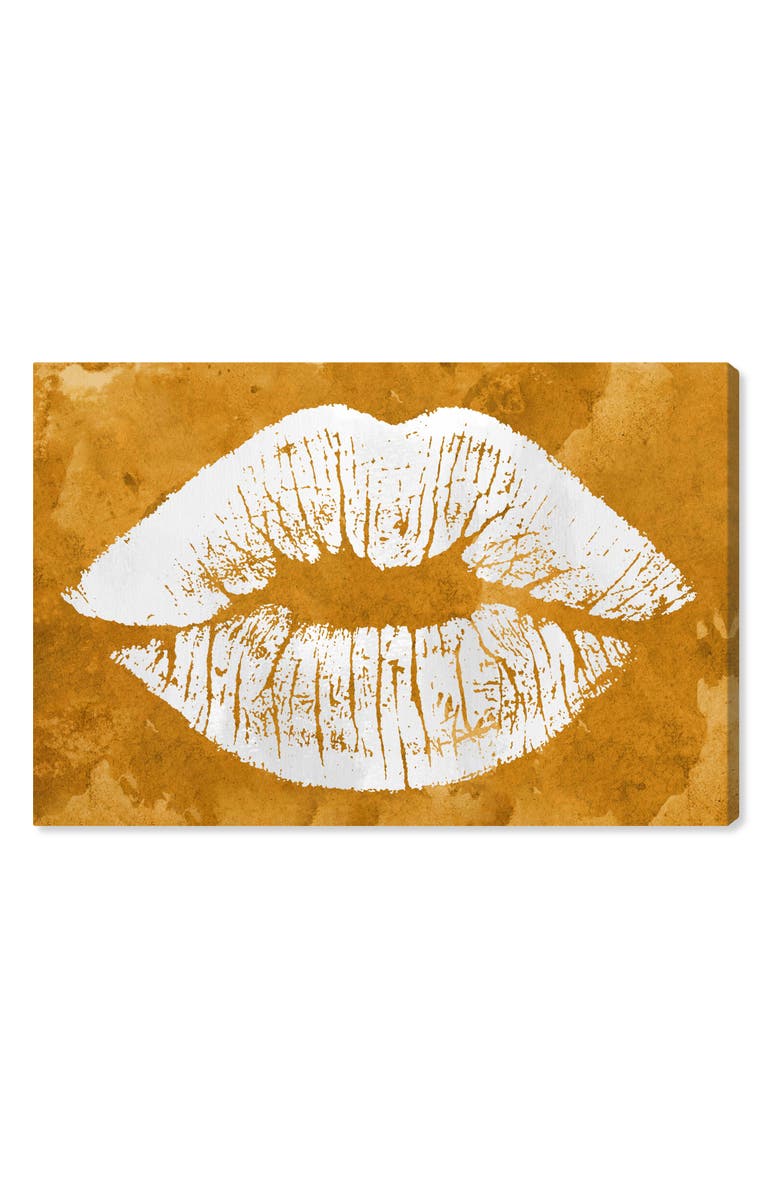 Oliver Gal Solid Kiss Ochre Canvas Wall Art, Main, color,