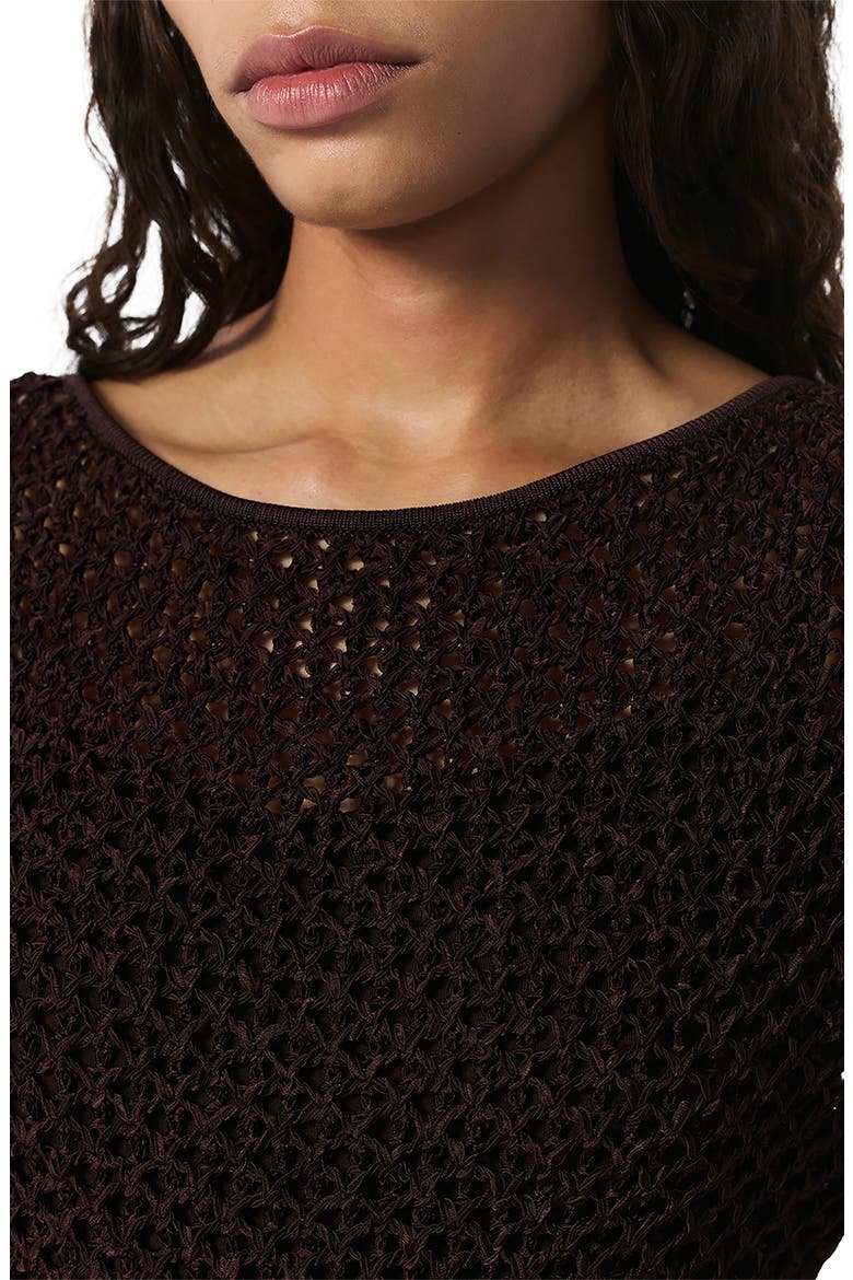 Ellie Open Stitch Long Sleeve Dress, Alternate, color, BROWN