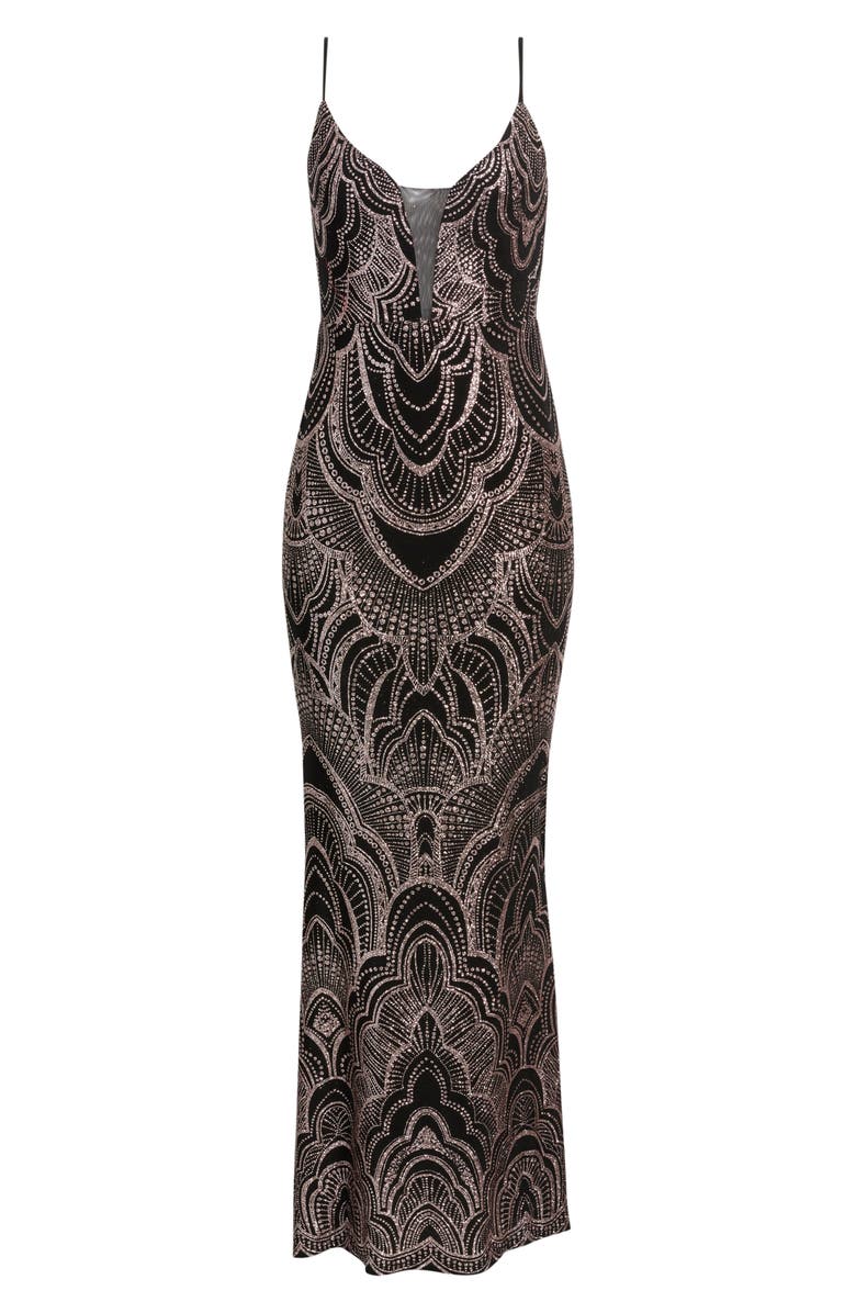 Jump Apparel Glitter Sleeveless Gown, Alternate, color, 