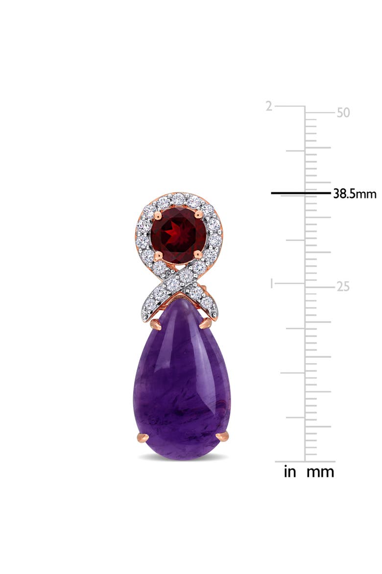 Gemstone Dangle Leverback Earrings Sterling Silver, Alternate, color, Amethyst/Rose-Plated