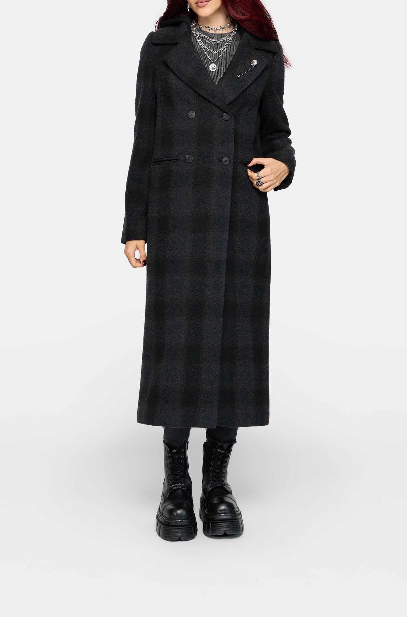 Disturbia Marceline Hooded Check Longline Coat (Women) | Nordstrom