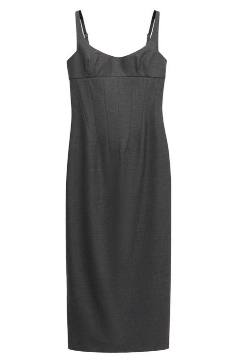 Decorative Seam Midi Dress