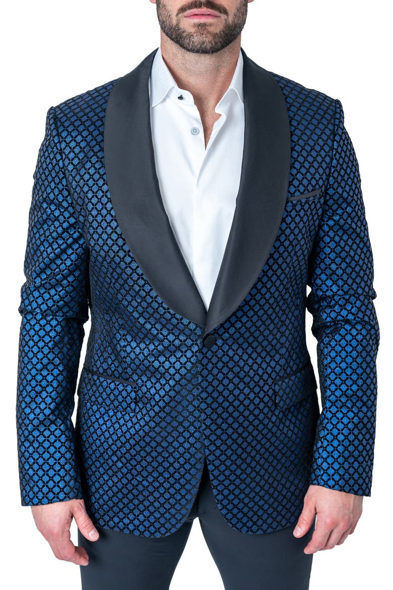 Sparkle Blue Shawl Collar Dinner Jacket, Main, color, BLUE