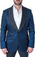 Maceoo Sparkle Blue Shawl Collar Dinner Jacket