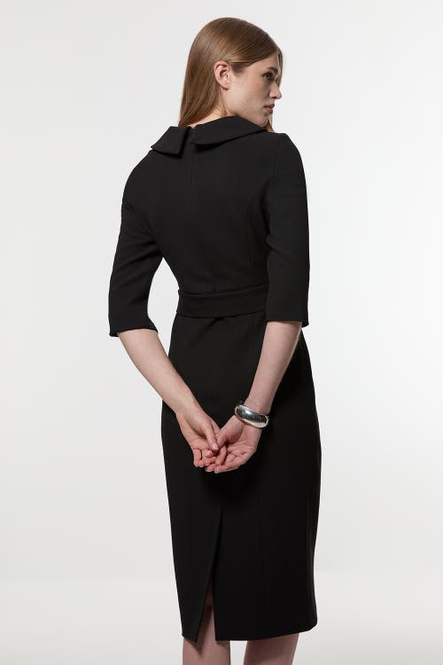 Karen Millen Crepe Roll Neck Midi Dress In Black