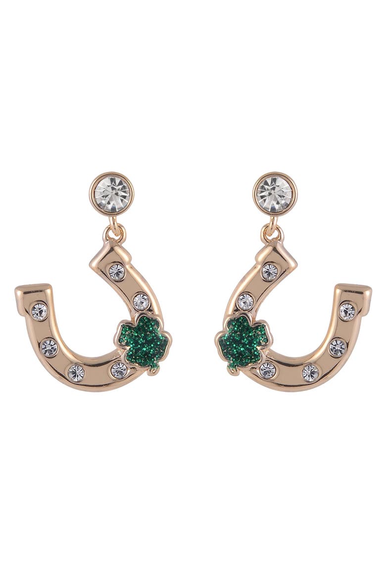 Horseshoe Earrings, Alternate, color, Green