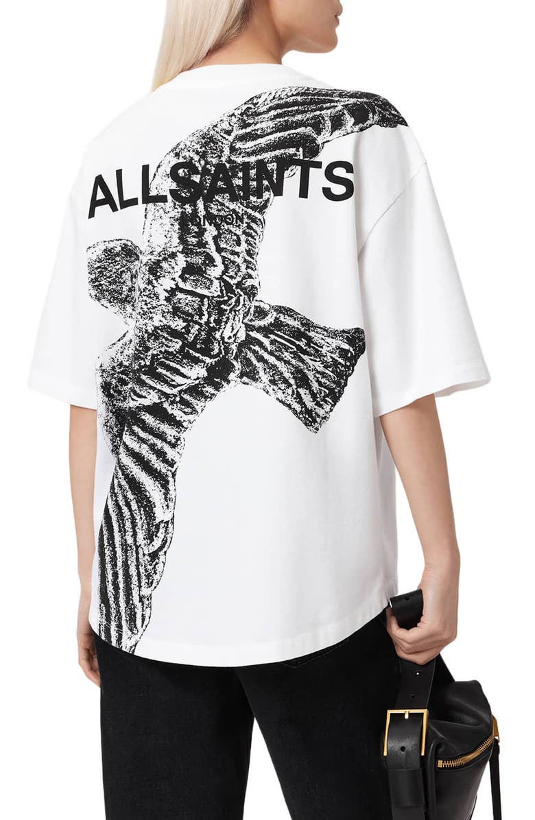 AllSaints Swoop Amelie Oversize Cotton Graphic T-Shirt, Alternate, color, Optic White