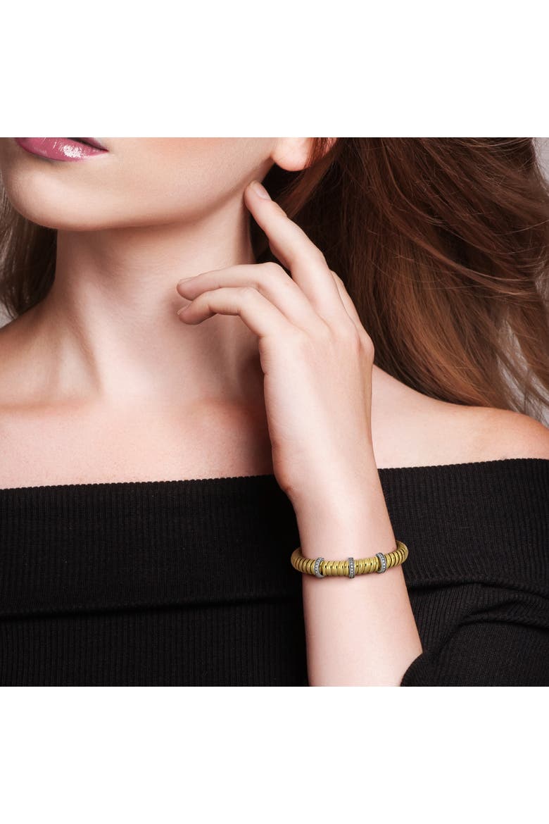 Cubic Zirconia Open Bangle Bracelet, Alternate, color, Yellow-Plated