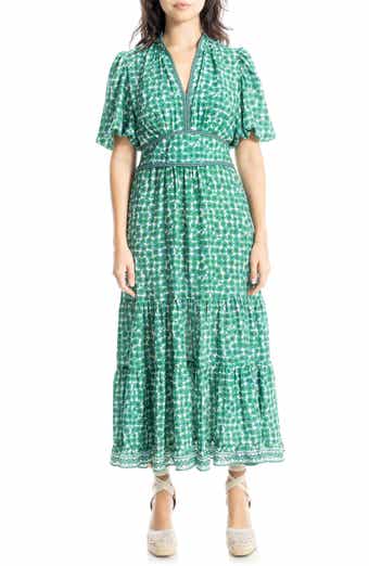MAX STUDIO Floral Short Sleeve Tiered Maxi Dress | Nordstromrack MAX STUDIO Floral Short Sleeve Tiered Maxi Dress | Nordstromrack