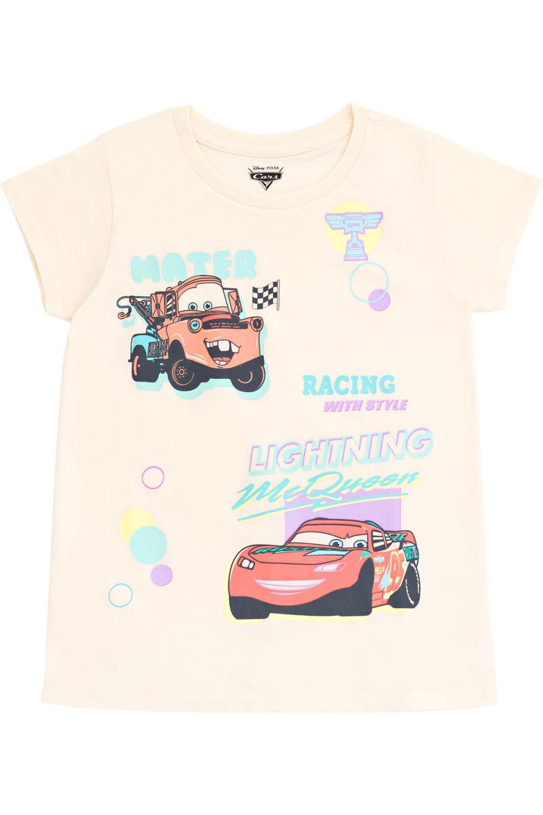 Cars Girls' 2-pack Short Sleeve Graphic T-shirts (toddler, Little Kid & Big Kid), Alternate, color, McQueen Mater Cream