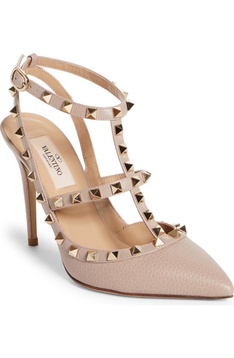 Valentino Garavani Rockstud Ankle Strap Pump, Main, color, P45 Rockstud Poudre