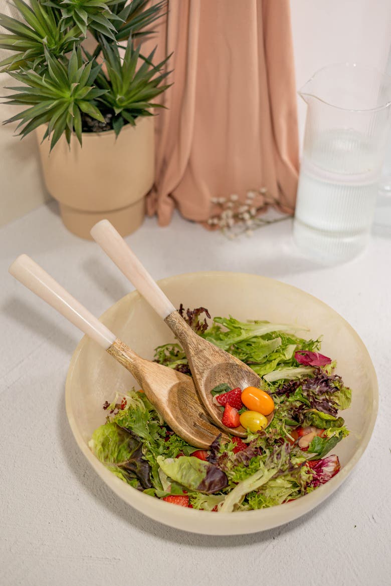 Resin Salad Servers, Alternate, color, White and brown