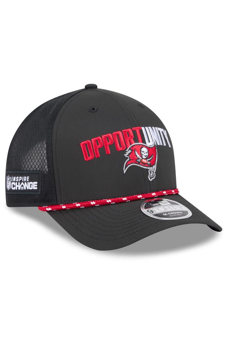 Men's New Era Black Tampa Bay Buccaneers 2025 Inspire Change 9FORTY M-Crown Adjustable Hat, Main, color, Black