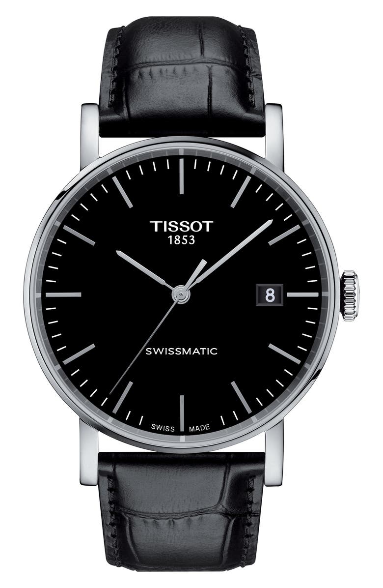 Tissot Everytime Swissmatic Leather Strap Watch, 40mm, Main, color, 
