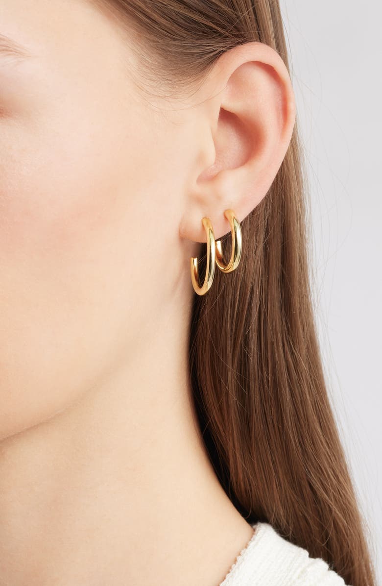 Nordstrom Demi Fine Set of 2 Hoop Earrings, Alternate, color, 14K Gold Plated
