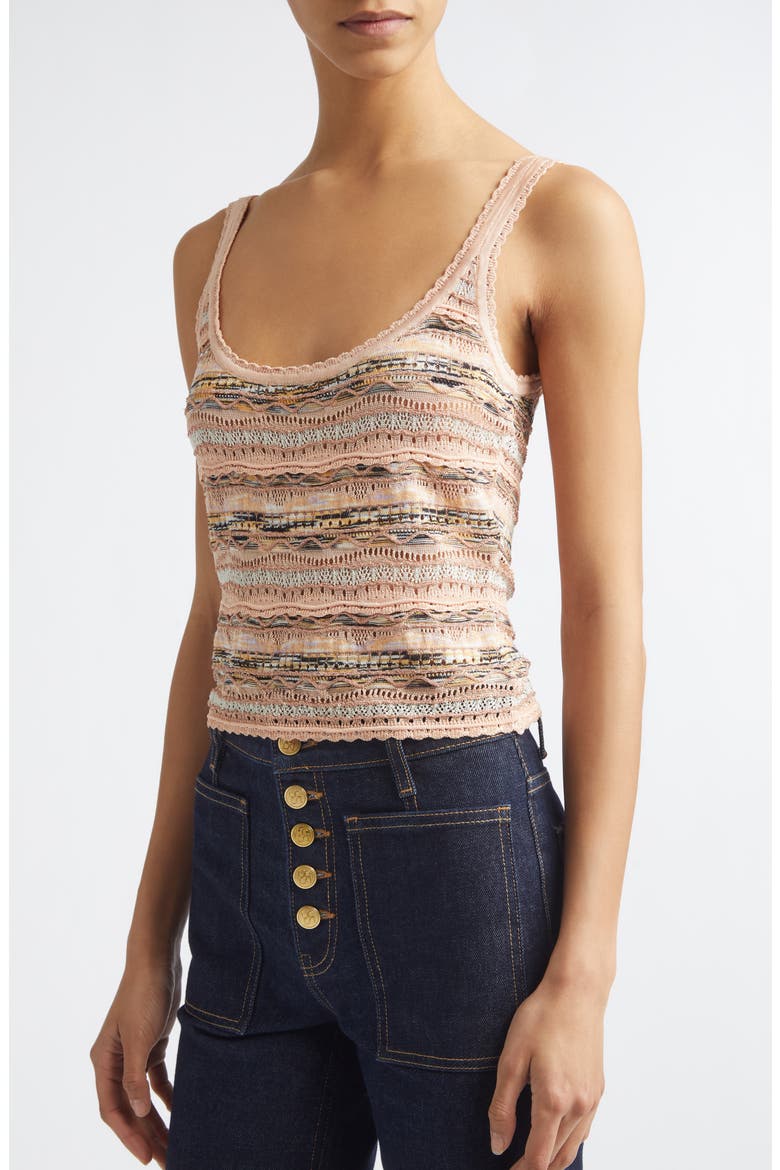 Clotide Multi Stitch Pointelle Tank, Alternate, color, HIBISCUS