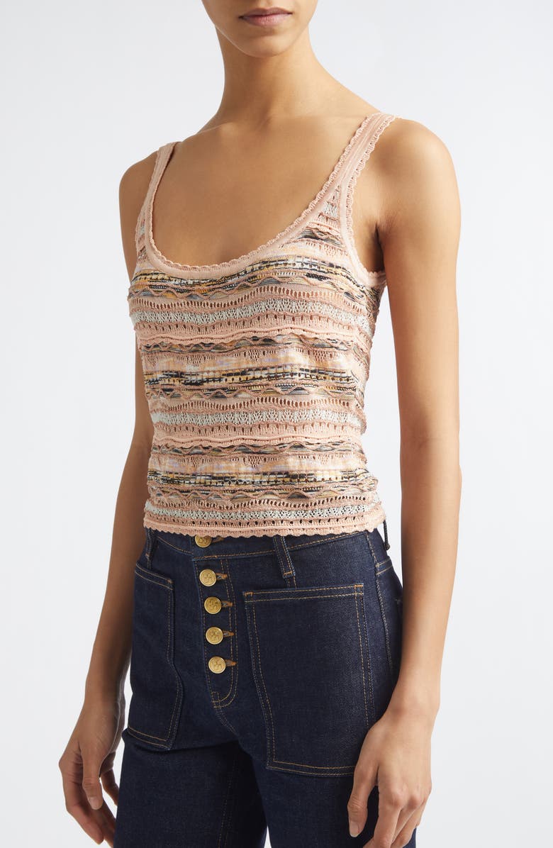 Ulla Johnson Clotide Multi Stitch Pointelle Tank, Alternate, color, Hibiscus