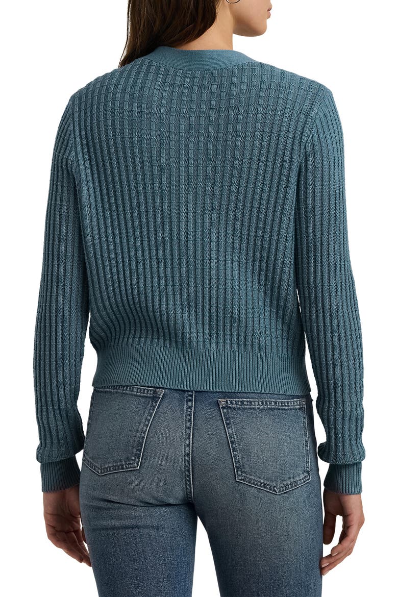Crop Cotton Blend Cardigan, Alternate, color, BLUE DUSK