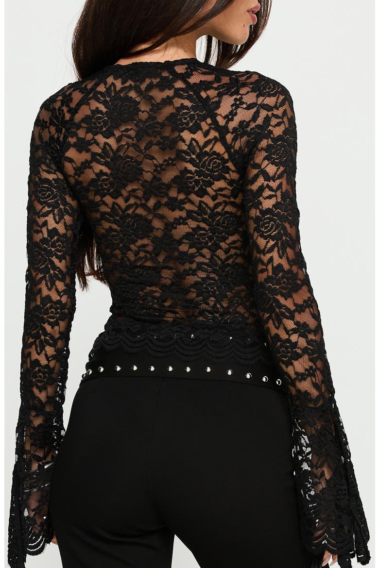 Karmel Cutout Lace Long Sleeve Top, Alternate, color, BLACK