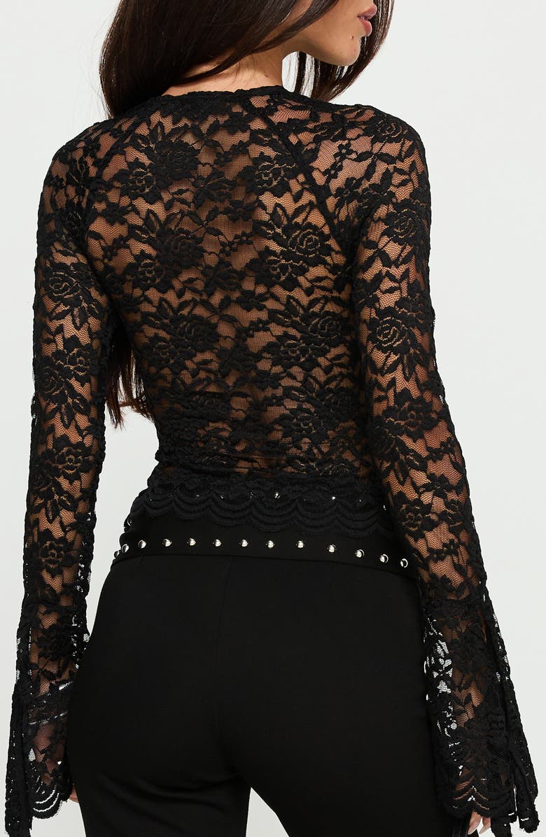 Princess Polly Karmel Cutout Lace Long Sleeve Top, Alternate, color, Black