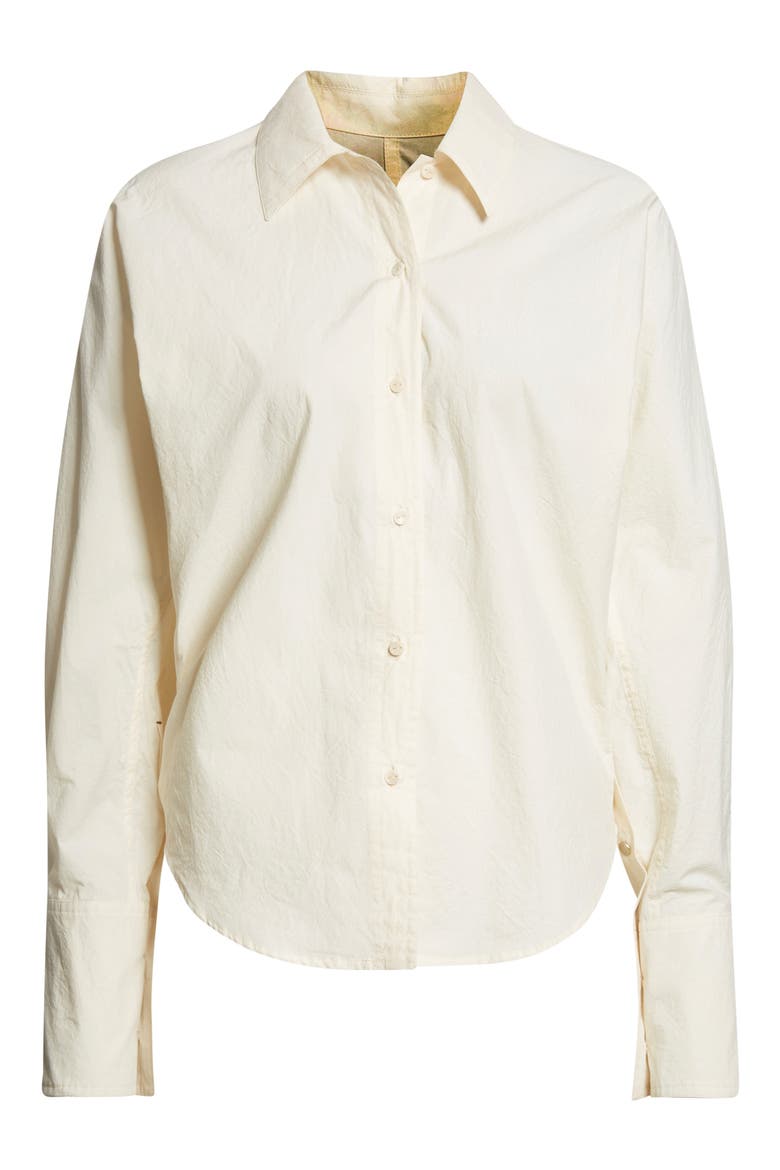Ridge Crinkled Cotton Poplin Button-Up Shirt, Alternate, color, BONE