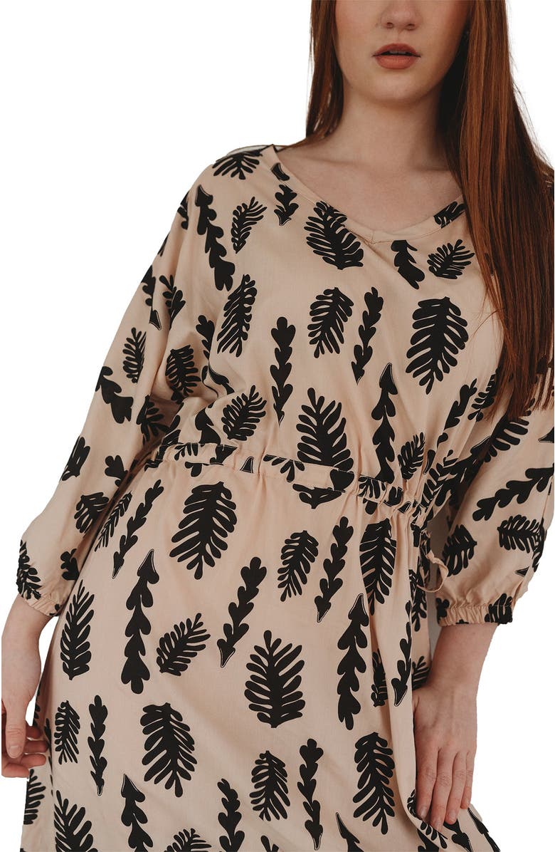 Turtledove London Organic Cotton Kaya Seaweed Print Maxi Dress, Alternate, color, Cream