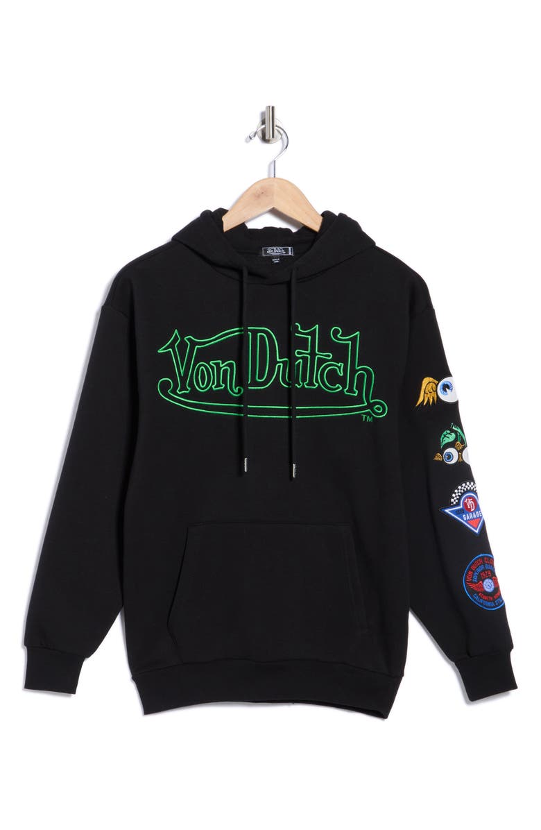 Von Dutch Patch Sleeve Hoodie, Alternate, color, Black
