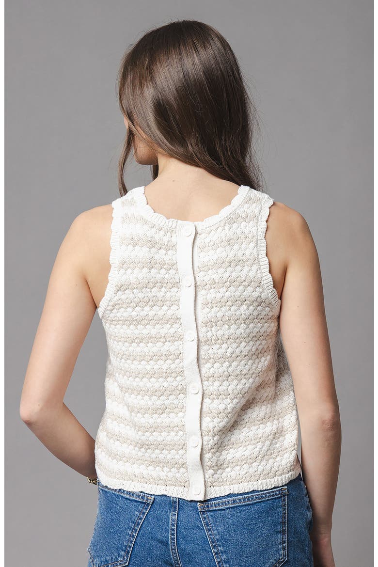Organic Button Back Sweater Tank, Alternate, color, Natural Stripe