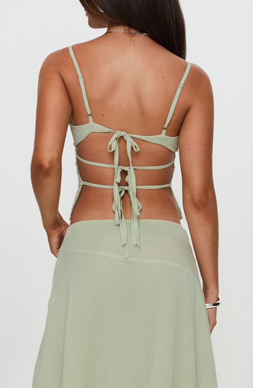 Princess Polly Pappilion Embroidered Back Tie Tank In Green