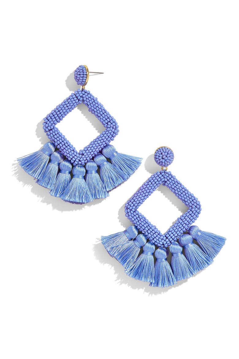 Laniyah Tassel Statement Earrings, Main, color, BLUE
